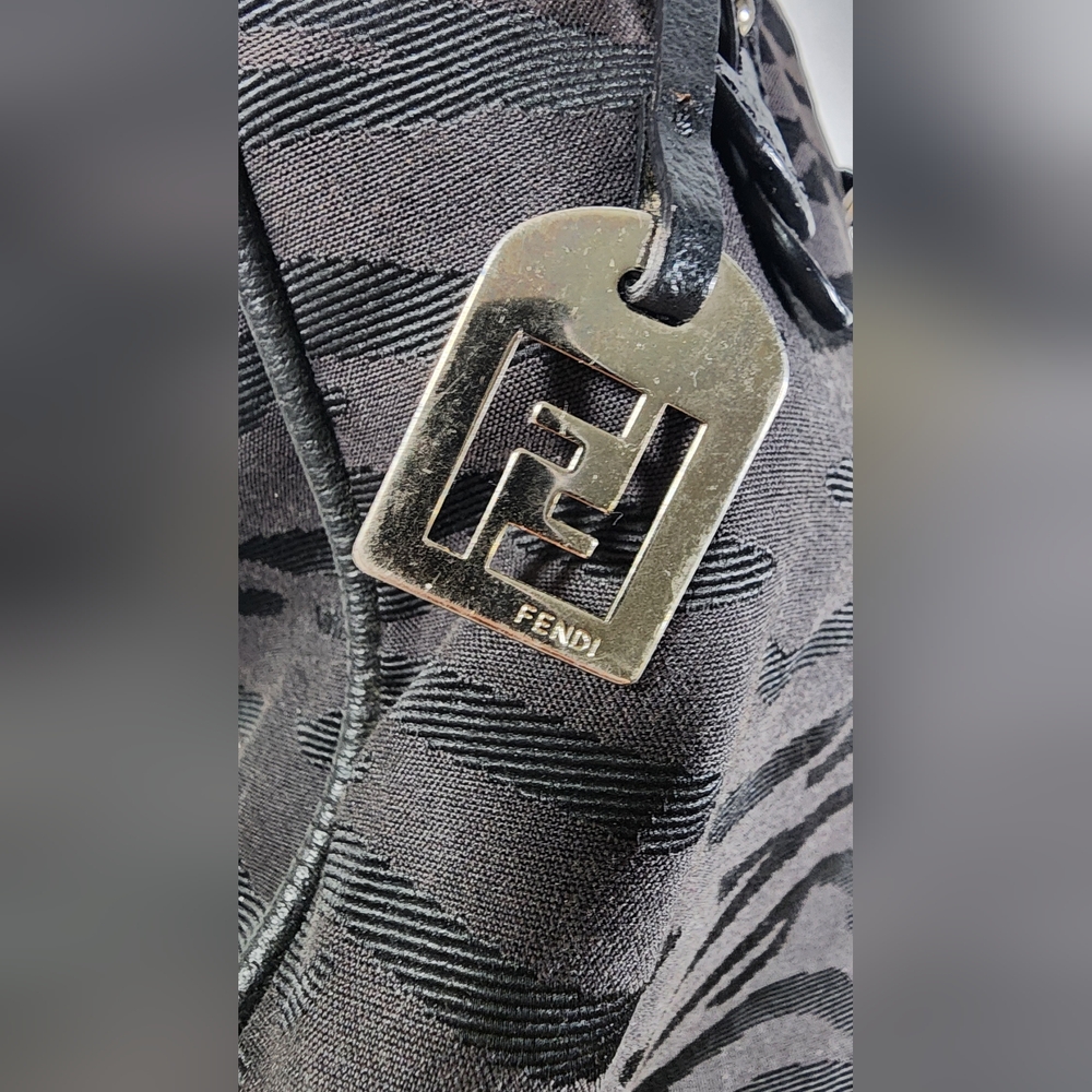 Fendi Nylon & leather black on black shoulder tote. Minor signs of use. - Picture 13 of 16